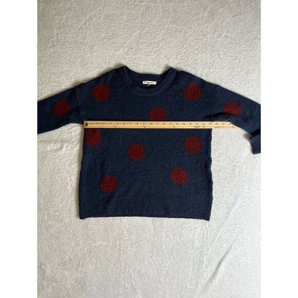 Madewell Women's Wool Sweater Size XS Navy Burgundy Polka Dot Preppy Warm Cozy - Picture 5 of 7